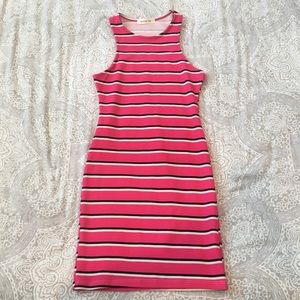 Pink striped mini tank dress